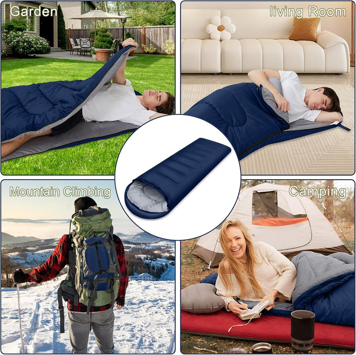 Dunkel Blau 220x85cm Wasserdichter Schlafsack mit Kompressionsbeutel, 3 Jahreszeiten Schlafsack 1.6k