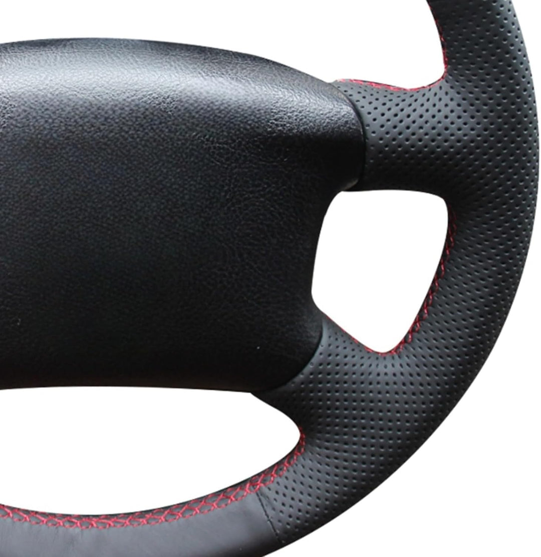 MEWANT Handgenähter schwarzer Echtleder-Lenkradbezug für Golf 4 (IV) 1997–2004, T4 1999–2003, T5 200