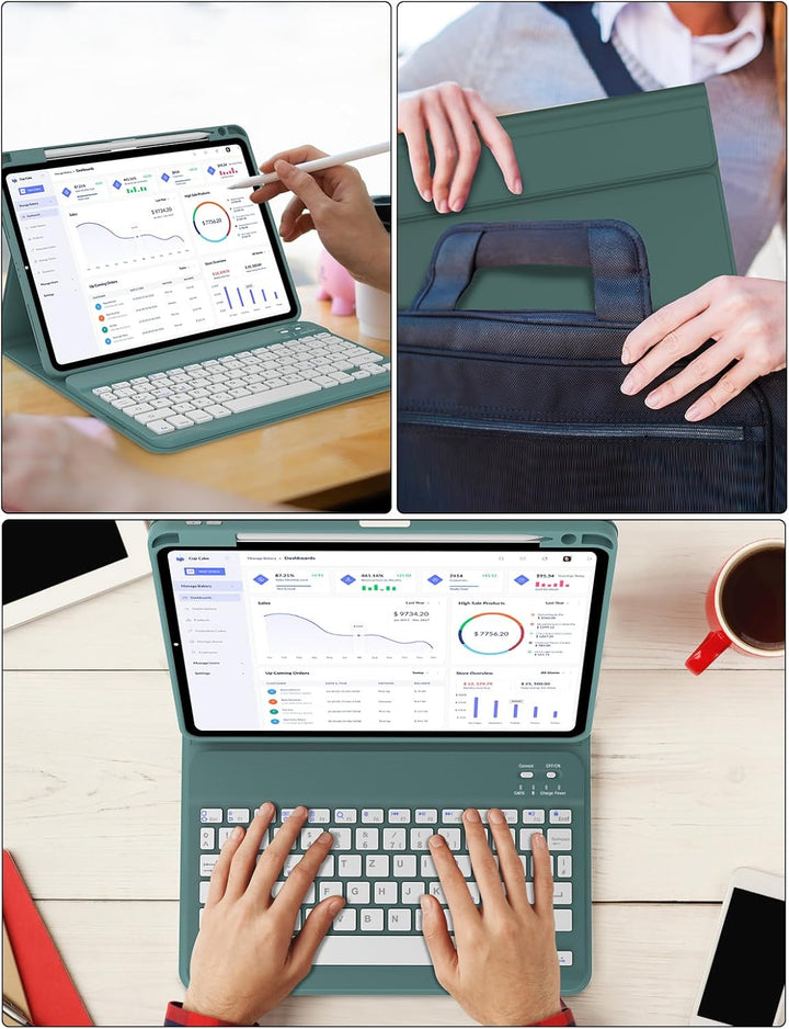 Tastatur Hülle für iPad Air 11 Zoll (M3/M2) - Soft TPU Rückseite Gehäuse Schutzhülle mit Pencil Halt