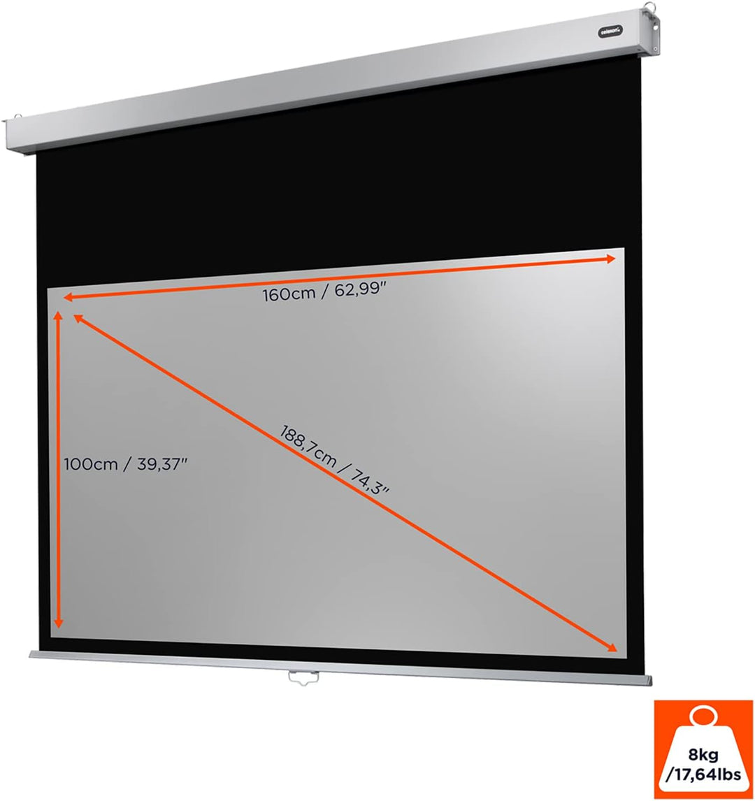 celexon manuell ausziehbare Heimkino- und Business-Rollo-Beamer-Leinwand 4K und Full-HD mit Slow-Ret