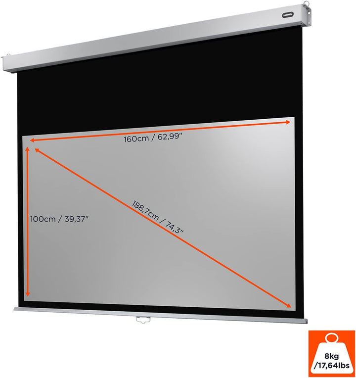 celexon manuell ausziehbare Heimkino- und Business-Rollo-Beamer-Leinwand 4K und Full-HD mit Slow-Ret