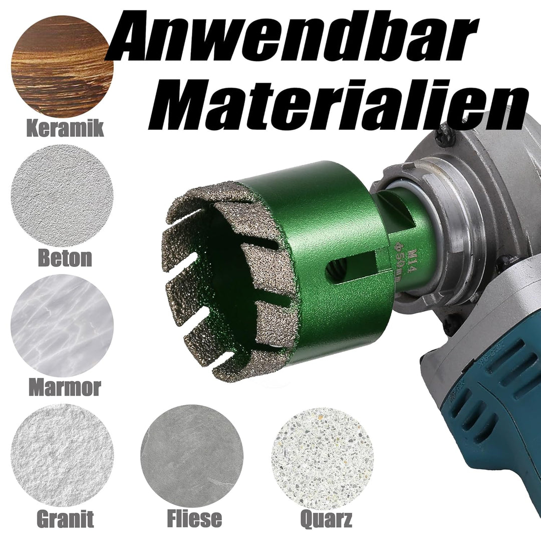 12 Stück 6-68mm Trocken Fliesenbohrer Set, M14 Gewindeanschluss Vakuumgelötete Lochsäge Diamantbohre