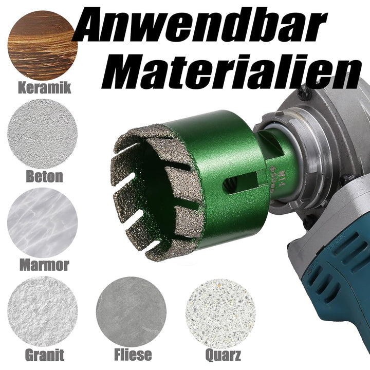 12 Stück 6-68mm Trocken Fliesenbohrer Set, M14 Gewindeanschluss Vakuumgelötete Lochsäge Diamantbohre