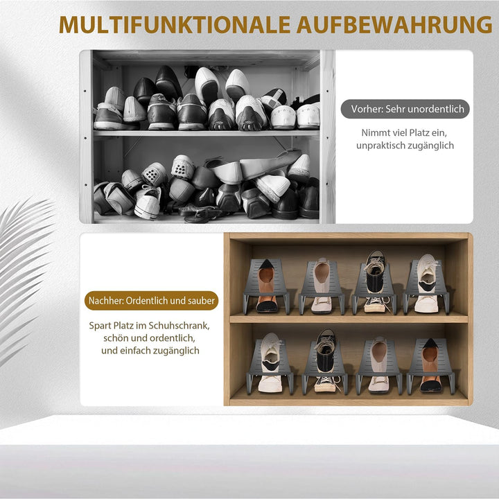 10 Stück Doppelschicht Schuhhalter Schuhorganizer 25x14,5x14cm Schuhschlitze Platzsparend rutschfest