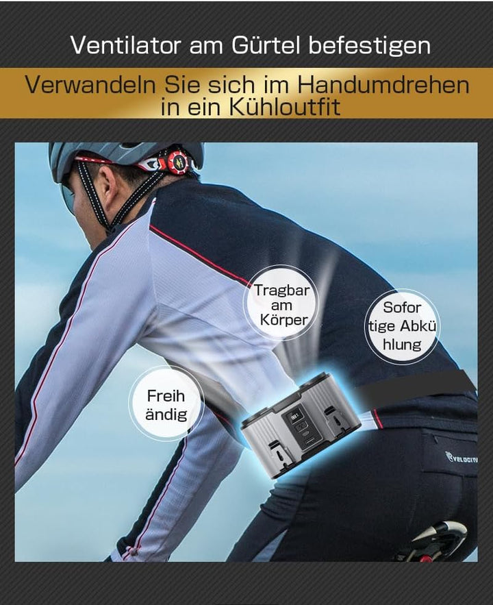SLuB Tragbarer 4-in-1 Ventilator: Hand-, Hals-, Gürtel- und Tischnutzung. 10 Windgeschwindigkeiten,