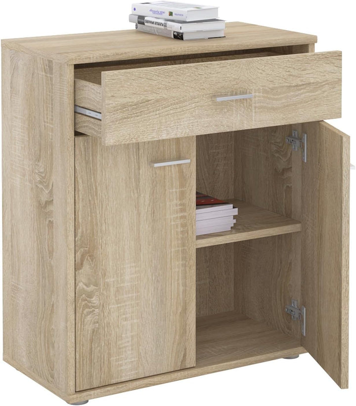 CARO-Möbel Kommode Sideboard Schrank Tommy in Sonoma Eiche, Anrichte mit 1 Schublade und 2 Türen, So