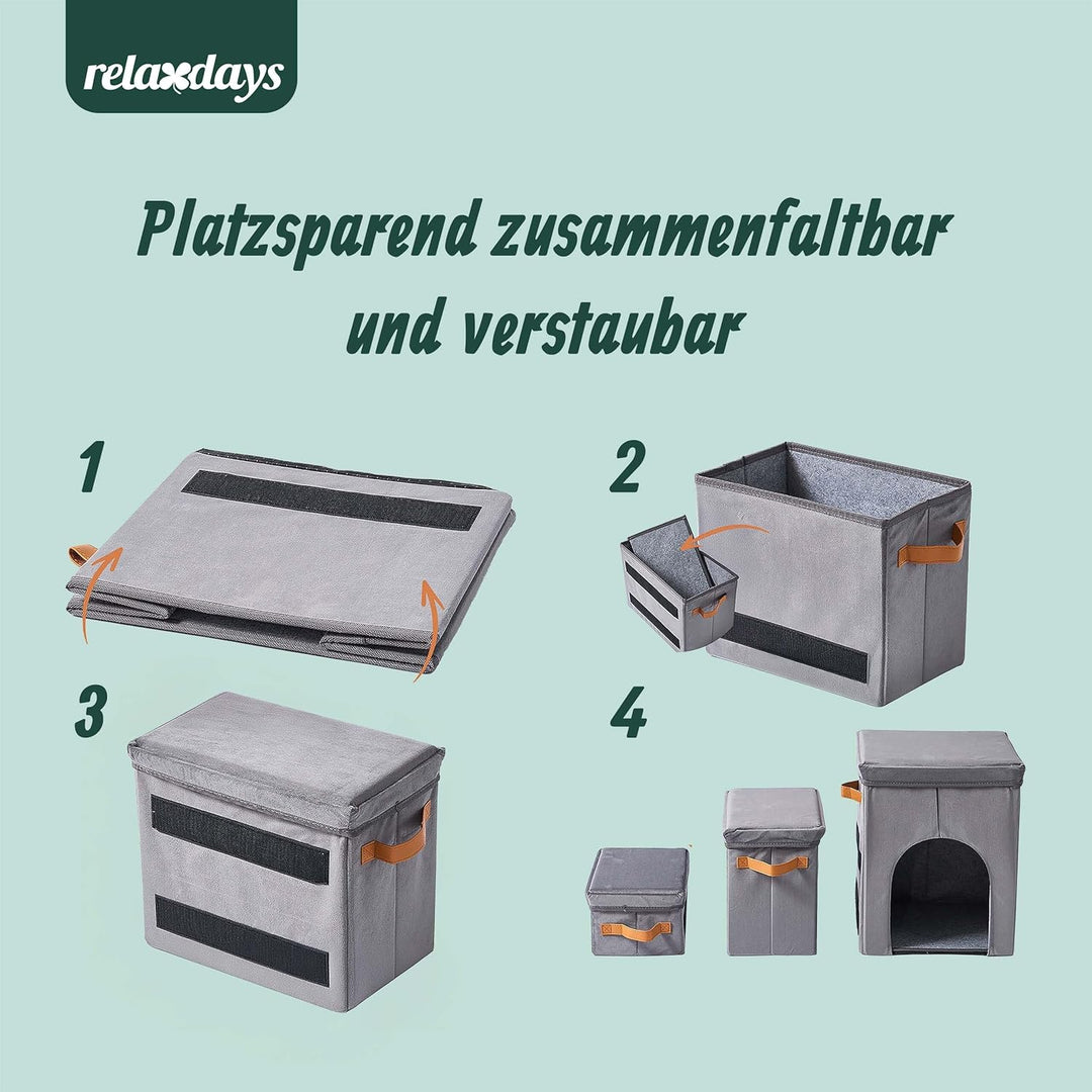 Relaxdays Hundetreppe, 3 Stufen, Höhle & Stauraum, HxBxT: 44,5 x 78 x 33,5 cm, faltbar, Hunderampe B