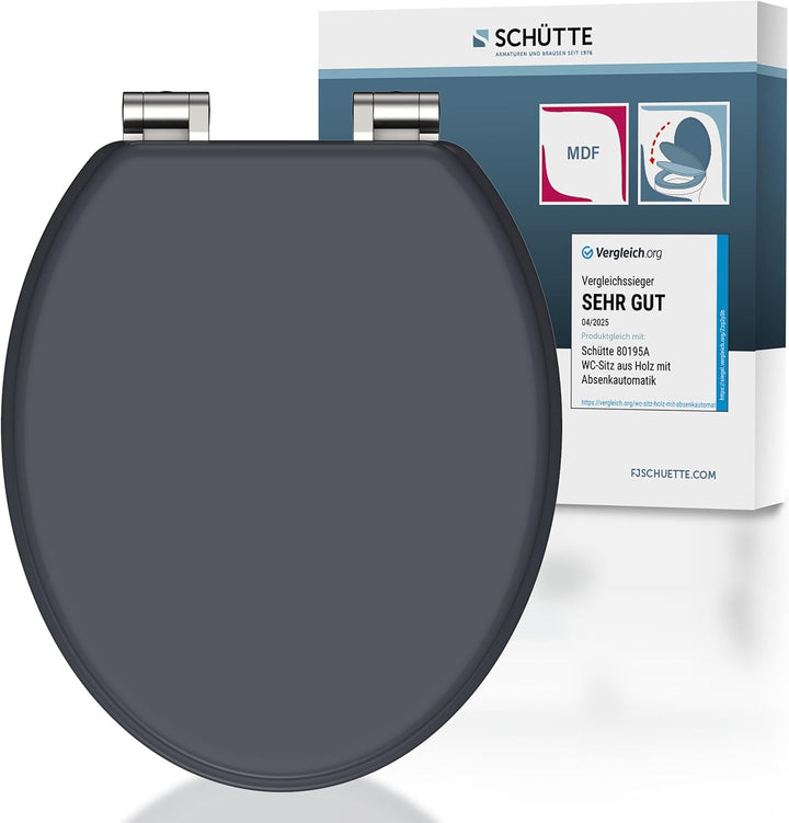 SCHÜTTE WC-Sitz SPIRIT mit Absenkautomatik aus Holz, Toilettendeckel aus MDF, Holzkern Toilettensitz