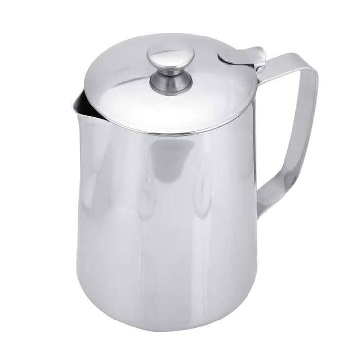 MAGT Milchkännchen mit Deckel, Edelstahl Milchkanne 1000ml Milchschaumkännchen Kaffeetasse Milchbehä