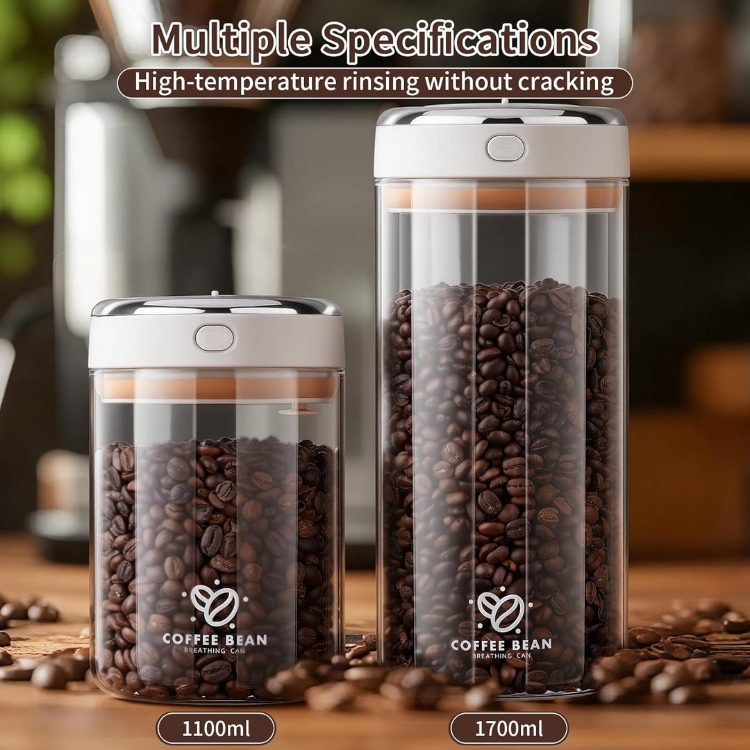 1100ML Vakuum Kaffeedose, Kaffeebehälter Luftdicht mit Auslassventil und Datumsanzeige, Kaffeebohnen
