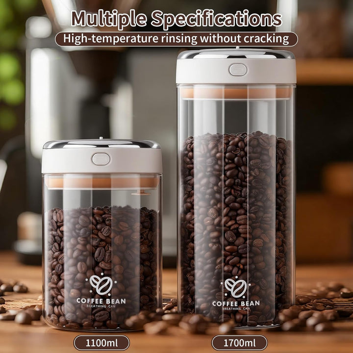 1100ML Vakuum Kaffeedose, Kaffeebehälter Luftdicht mit Auslassventil und Datumsanzeige, Kaffeebohnen