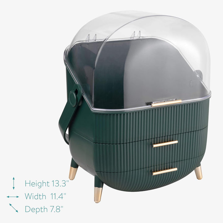 Navaris Make-Up Organizer - Aufbewahrung für Kosmetik - Ordnungssystem mit 2 Schubladen - tragbare A