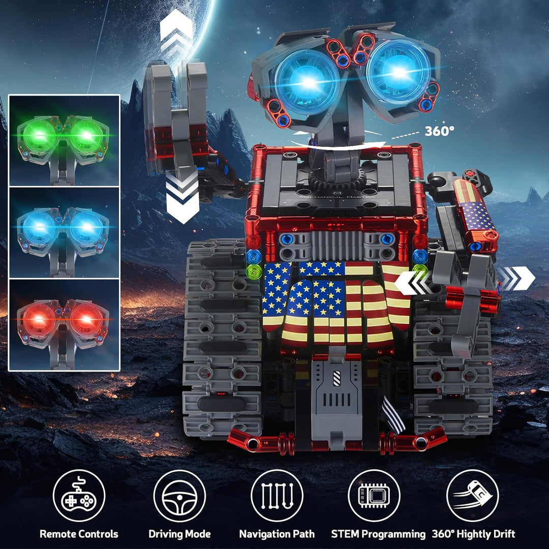 VEPOWER Technik Roboter Kinder Bauspielzeug, 4 in 1 App & Fernsteuerung Wall-Roboter/Technik/Panzer
