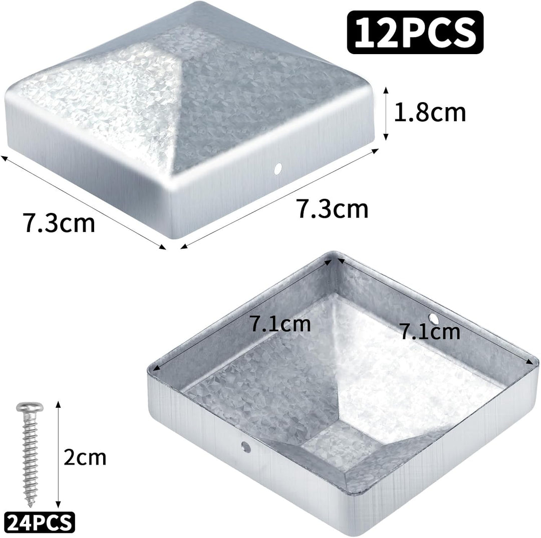 12 Stück Pfostenkappe 7x7cm Pfostenkappen Zaunpfosten Kappen Holzpfosten Bodenhülsen Zaun Abdeckkapp