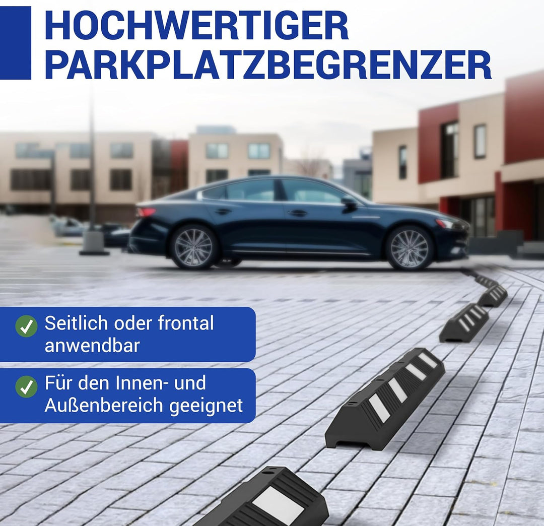 wolk Parkplatzbegrenzung Hartgummi mit weissen Reflexstreifen, 55x15x10 cm, inklusive Befestigungsma