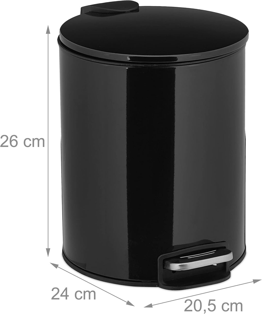 Relaxdays Kosmetikeimer, 5 Liter, Absenkautomatik, entnehmbarer Inneneimer, Bad Mülleimer, Metall, T