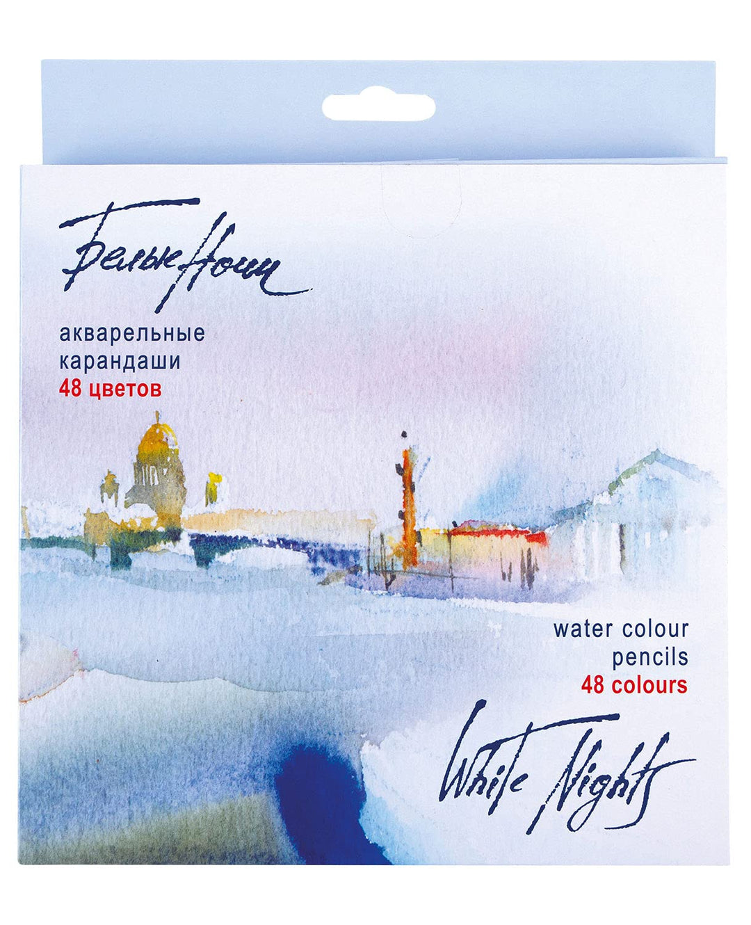 Honsell 80131 - White Nights Aquarellstifte 48er Set im Kartonetui, holzgefasste Stifte mit hoher Fa