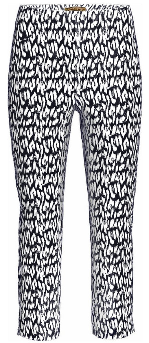 Stehmann Loli-602,Leoprint,Capri Stretchhose mit schmalem Bein 40 Schwarz-weiss, 42