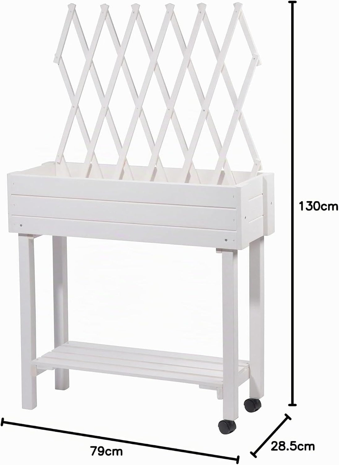 dobar® 58186e rollbares Hochbeet mit Rankgitter | Pflanzkasten auf Rollen | Blumenbeet aus Massiv-Ho