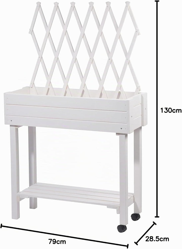 dobar® 58186e rollbares Hochbeet mit Rankgitter | Pflanzkasten auf Rollen | Blumenbeet aus Massiv-Ho
