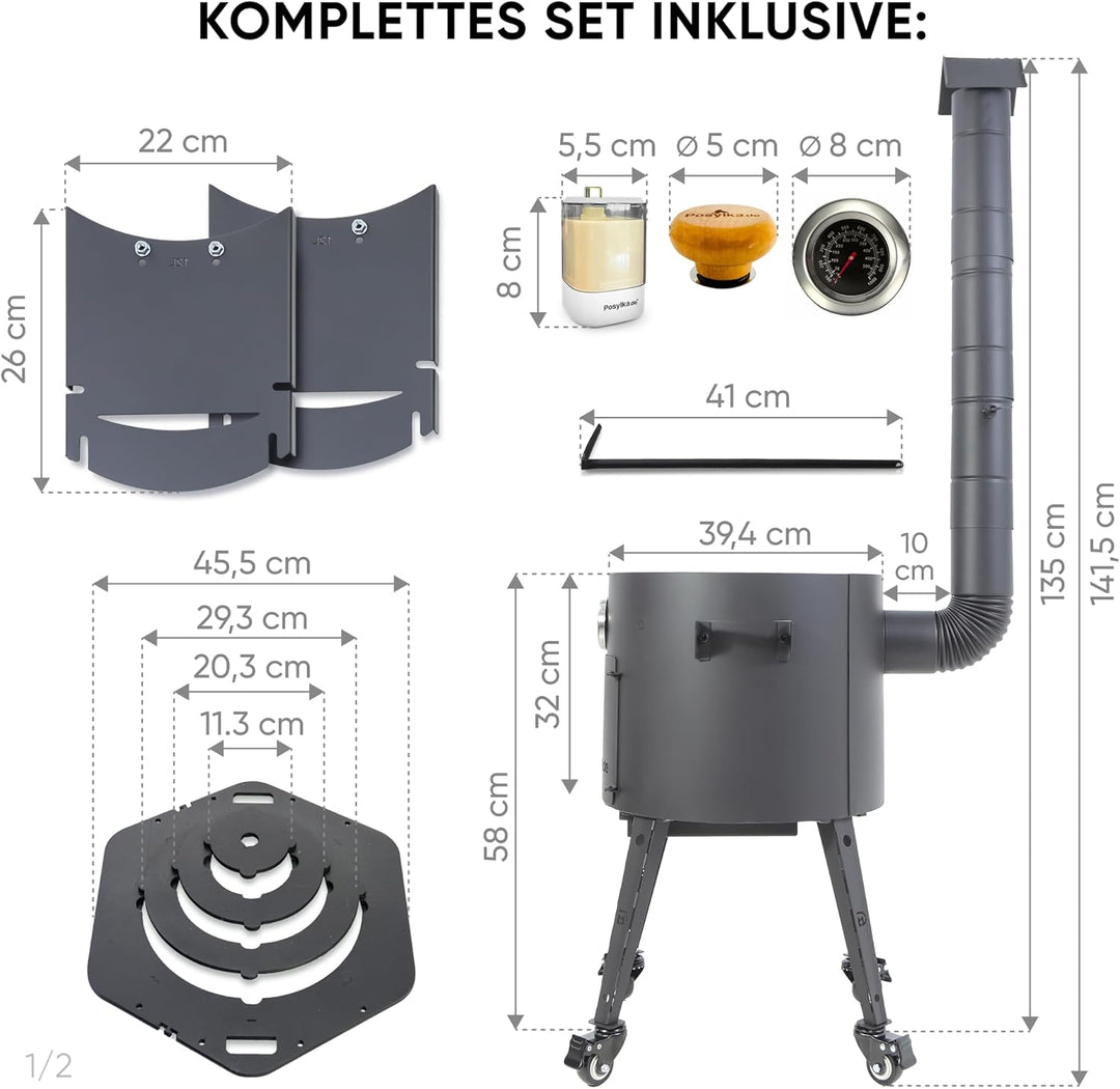 Feuerofen Utschak Ø 40cm mit Gusseisen Kazan Wok 12L Ø 42,5cm | Kasan mit Deckel | Учаг Outdoor Feue