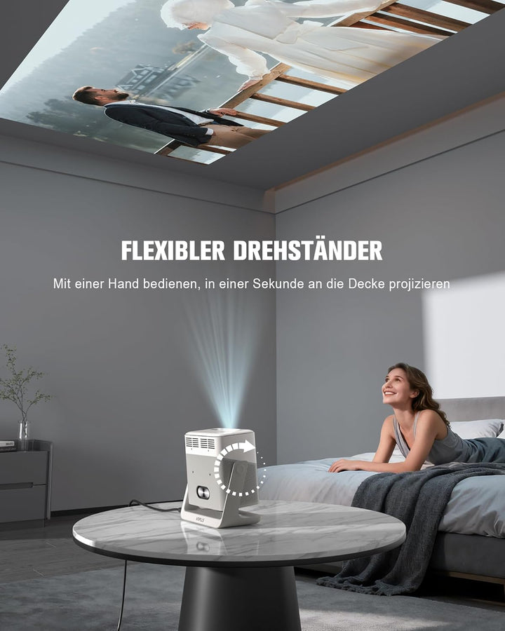 Smart Beamer【Google TV/Offizielle App】 VOPLLS Beamer 4K Heimkino 2000ANSI mit Autofokus ＆ Trapezkorr