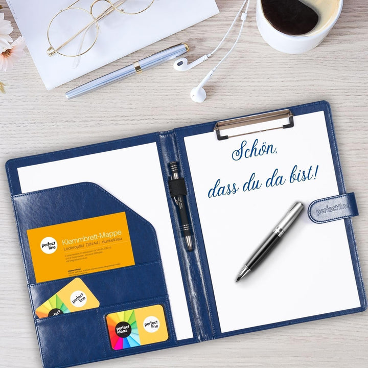 perfect line - Klemmbrettmappe DIN-A4 mit Magnetverschluss - aus strapazierfähigem Kunstleder in sti