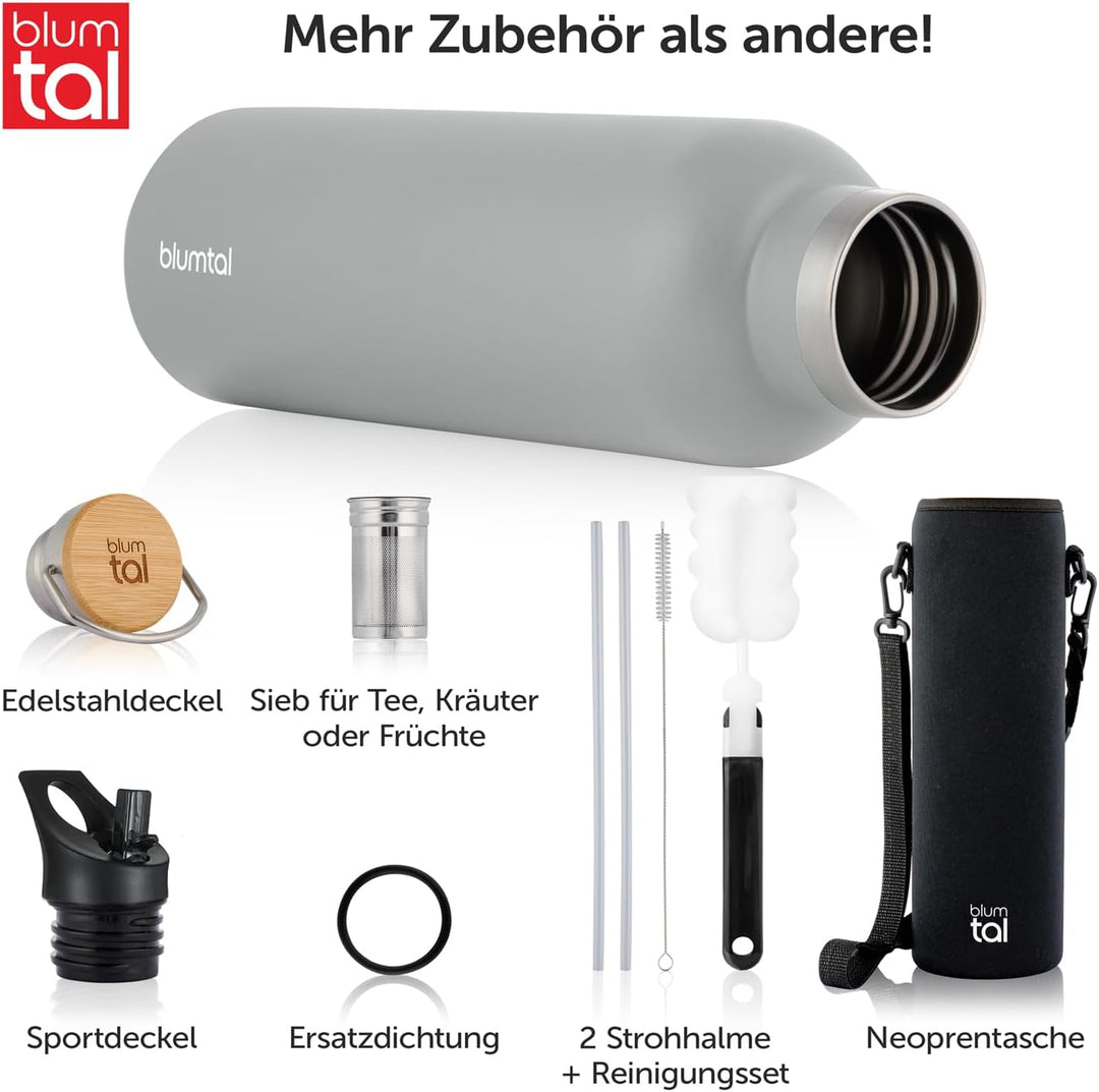 Blumtal Thermosflasche 500ml - doppelwandige Trinkflasche Edelstahl 500ml - Isolierflasche 500ml BPA