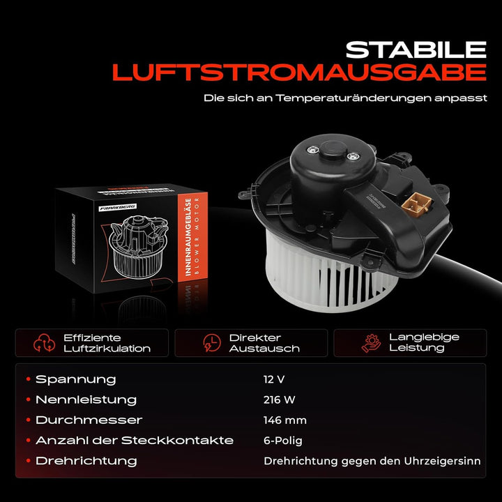 Frankberg Heizungsgebläse Gebläsemotor Kompatibel mit A4 8D2 B5 1.6L-2.8L 1997-2001 P.a.s.s.a.t 3B2