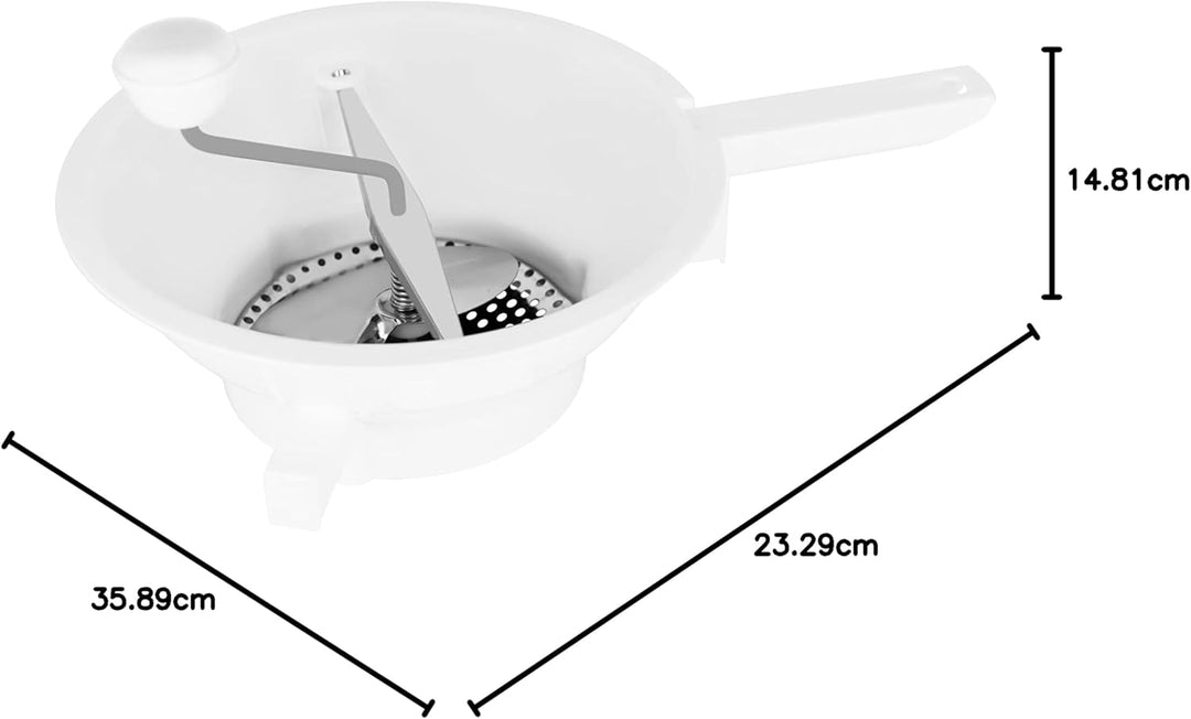 Metaltex Passiermaschine Spring mit 3 Edelstahl Scheiben, ø 24 cm, Weiss Weiss 24 cm, Weiß 24 c
