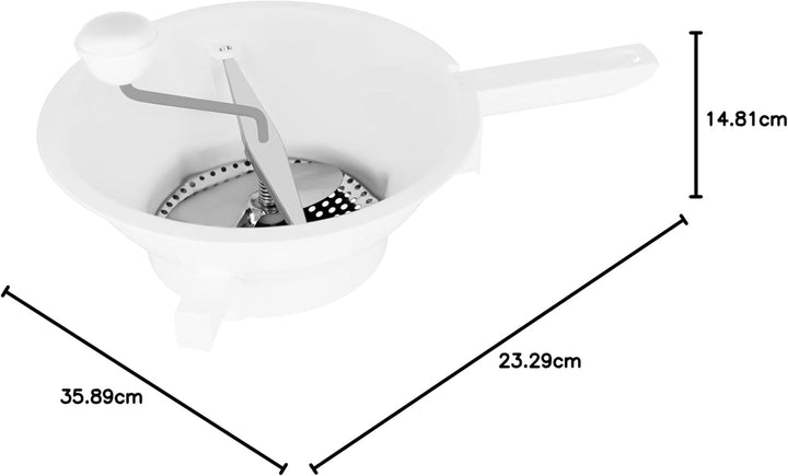 Metaltex Passiermaschine Spring mit 3 Edelstahl Scheiben, ø 24 cm, Weiss Weiss 24 cm, Weiß 24 c