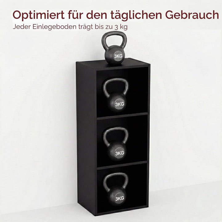 Vida Designs Oxford Bücherregal mit 3 Ebenen, würfelförmig, schwarz, Holz-Regaleinheit für Büro, Woh