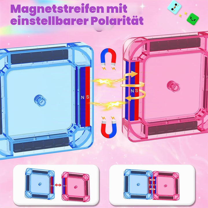 40 Magnetische Bausteine Mini Reise Set, Magnetspielzeug Kinder, Magnetische Platten Montessori Lern