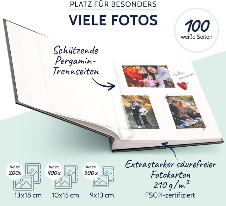 goldbuch 31 660 Fotoalbum Summertime Anthrazit, Fotobuch 30 x 31 x 6 cm, Foto Album 100 weisse Seite