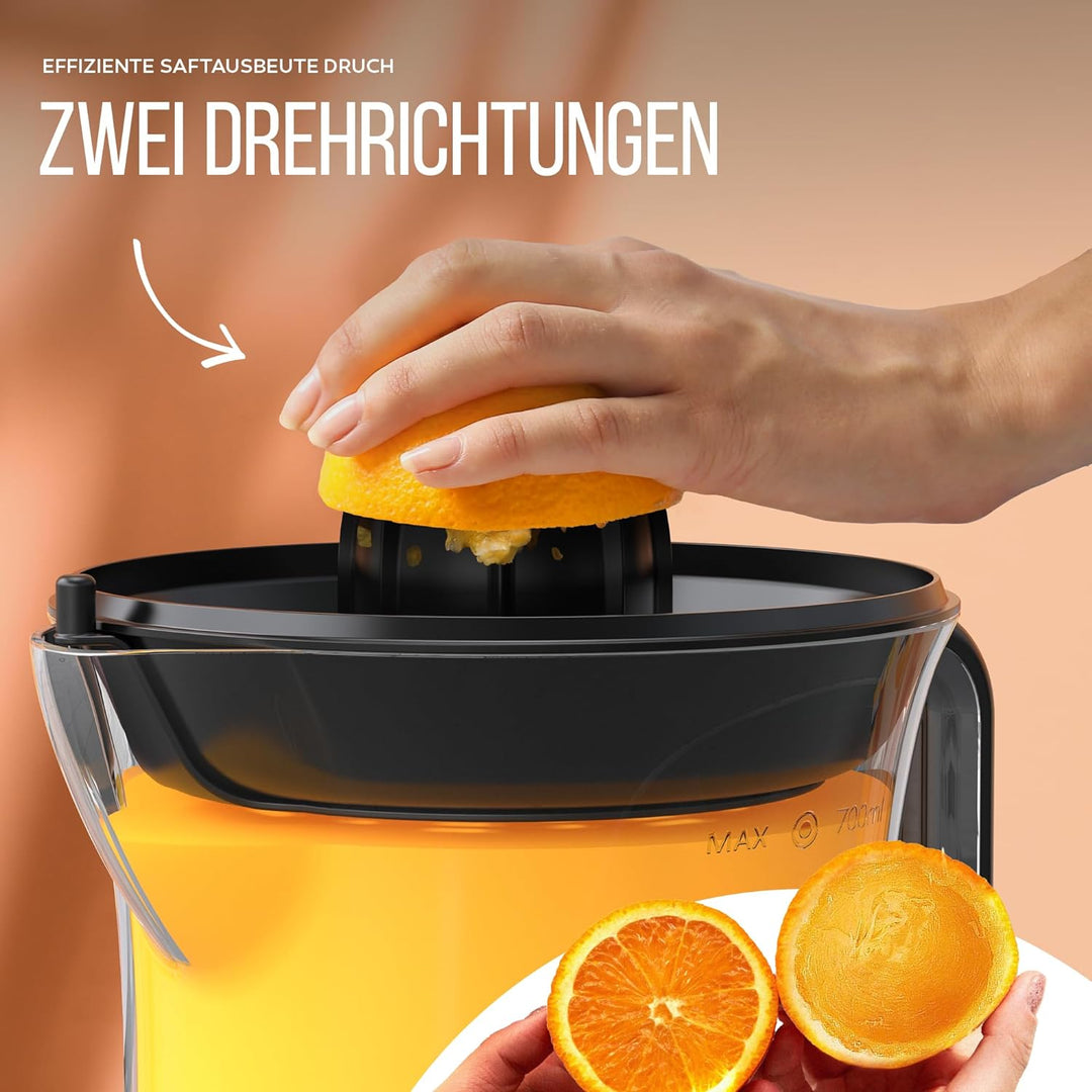 Balter ZP-04 Zitronenpresse Elektrisch – Hohe Saftausbeute, 2 Drehrichtungen & 2 Kegel– Zitruspresse