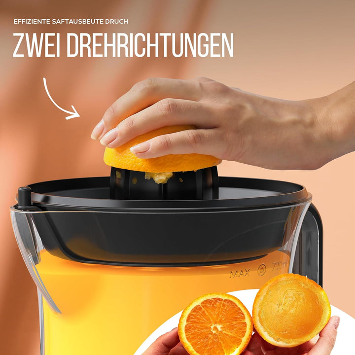 Balter ZP-04 Zitronenpresse Elektrisch – Hohe Saftausbeute, 2 Drehrichtungen & 2 Kegel– Zitruspresse