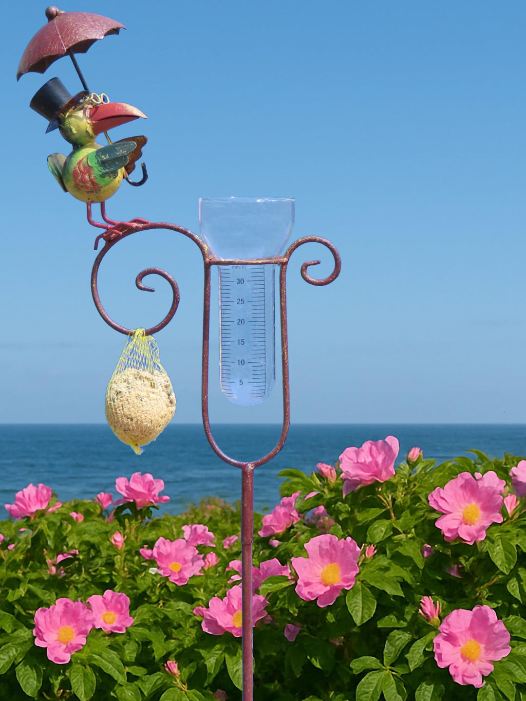 Pommerntraum ®| Regenmesser Niederschlagsmesser Gartendeko Gartenkunst Rabe | Pluviometer Ombrometer