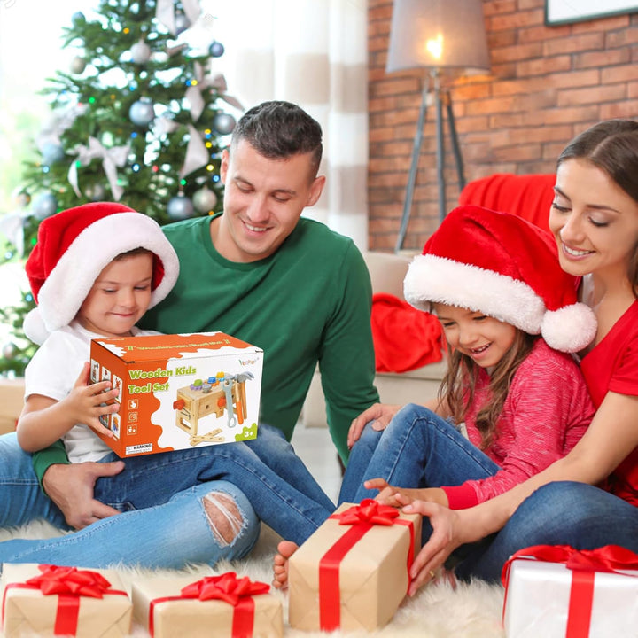 Vanplay Holzspielzeug Werkzeugkoffer Kinder Werkzeug Werkzeugkasten Kinder mit Farbige Holzwerkzeuge