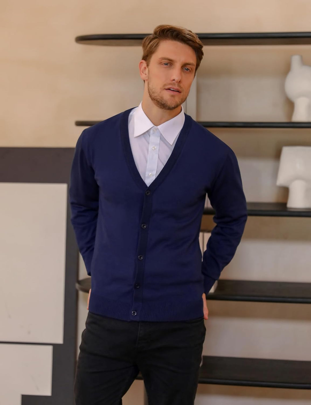 iClosam Strickjacke Herren Cardigan V Ausschnitt Pullover Jacke Mit Knöpfen Leichte Strickjacken Win