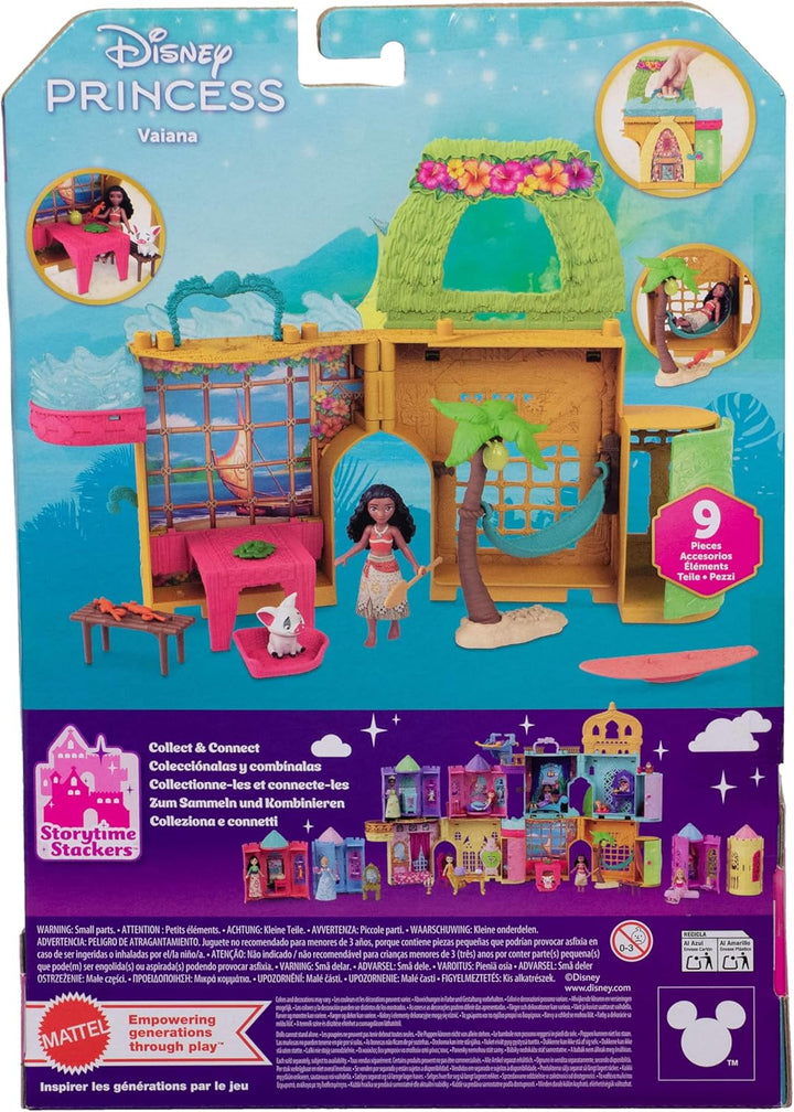 Mattel Disney Princess Spielzeuge Vaiana Storytime Stackers Puppenhaus mit kleiner Vaiana-Puppe,1 Ti