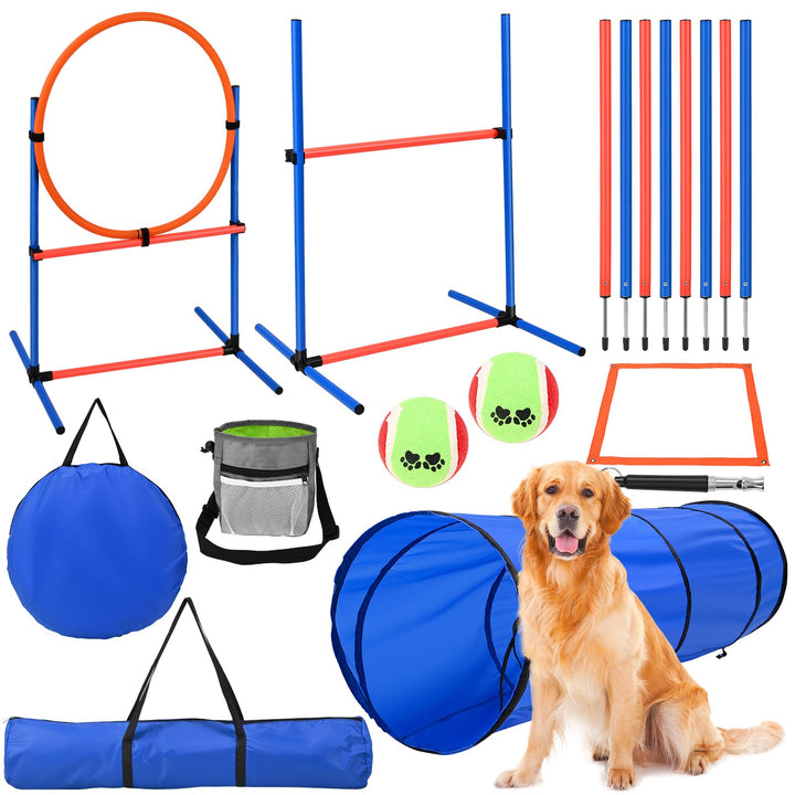 Agility Ausrüstungs Set für Hunde Agility Set mit 170CM Hundetunnel, Hindernisse mit Hundetunnel, 8