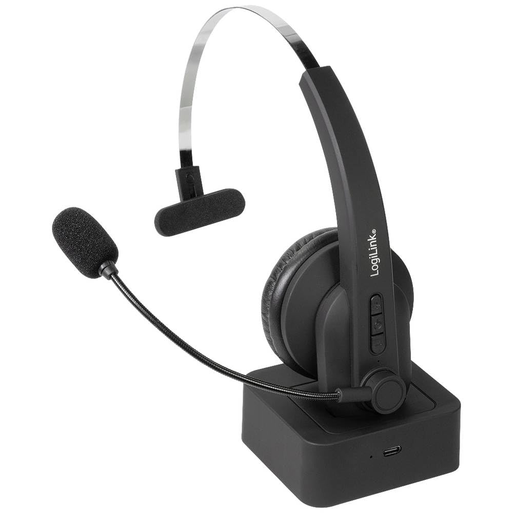 LogiLink BT0059 - BT Mono Headset mit Ladestation, Mikrofon Schwarz Standard