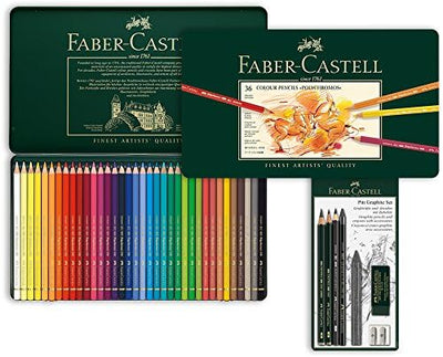 Faber-Castell 110095 - Farbstifte Polychromos 36er Metalletui und Pitt Graphite Zeichenset 36er Meta