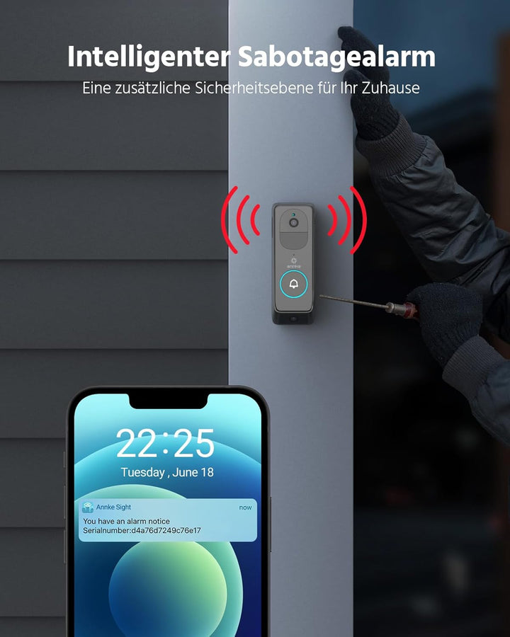 ANNKE Videotürklingel Akku (Dual Camera), 3MP WLAN Türklingel mit Kamera, Video Doorbell mit 2-Wege-