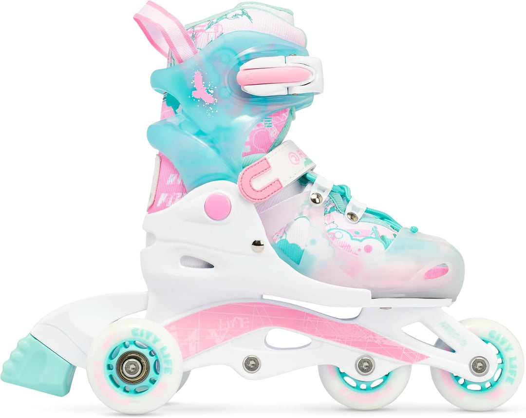 Raven Princess 3in1 Inline Skates Triskates Rollschuhe Inliner für Kinder Mädchen verstellbar 34-37