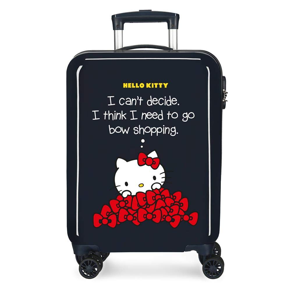 Hello Kitty Bow Kabinenkoffer Blau 38x55x20 cms Hartschalen ABS Kombinationsschloss 35L 2,3Kgs 4 Räd