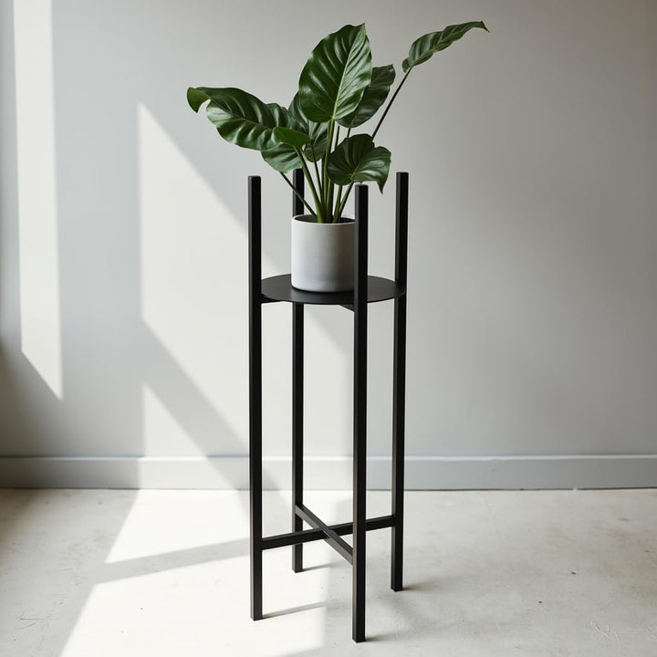 Pflanzenständer Elica - 28x28x80cm - Farbe Schwarz - für Zimmerblumen - Metallregal - Dekorativer Ti