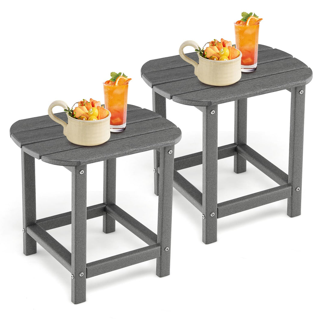 COSTWAY Beistelltisch Outdoor 2er Set, Gartentisch wetterfest aus HDPE, Kleiner Balkontisch, Kaffeet