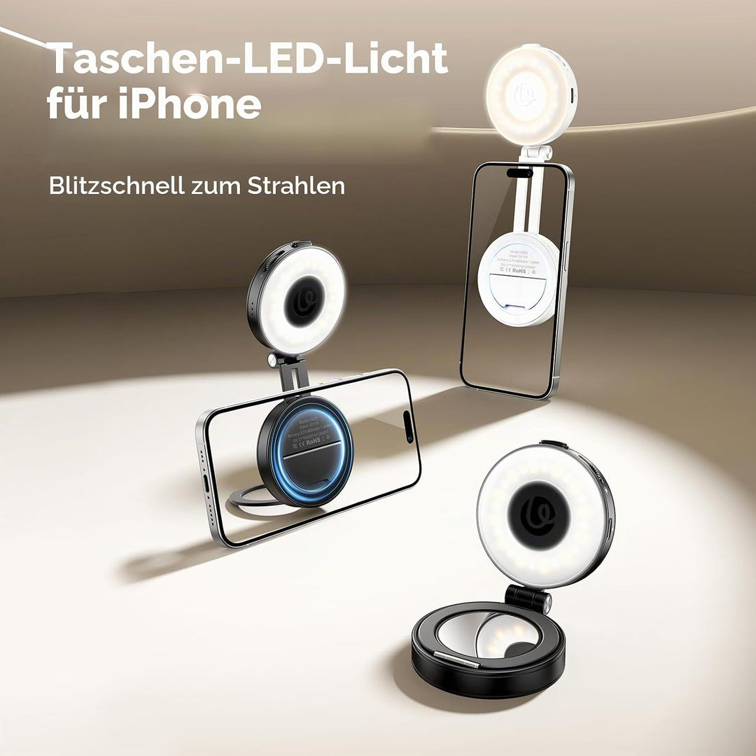 ULANZI Magnetische Selfie Licht kompatibel mit Magsafe, verbessertes 360°-Selfie Ringlicht für iPhon
