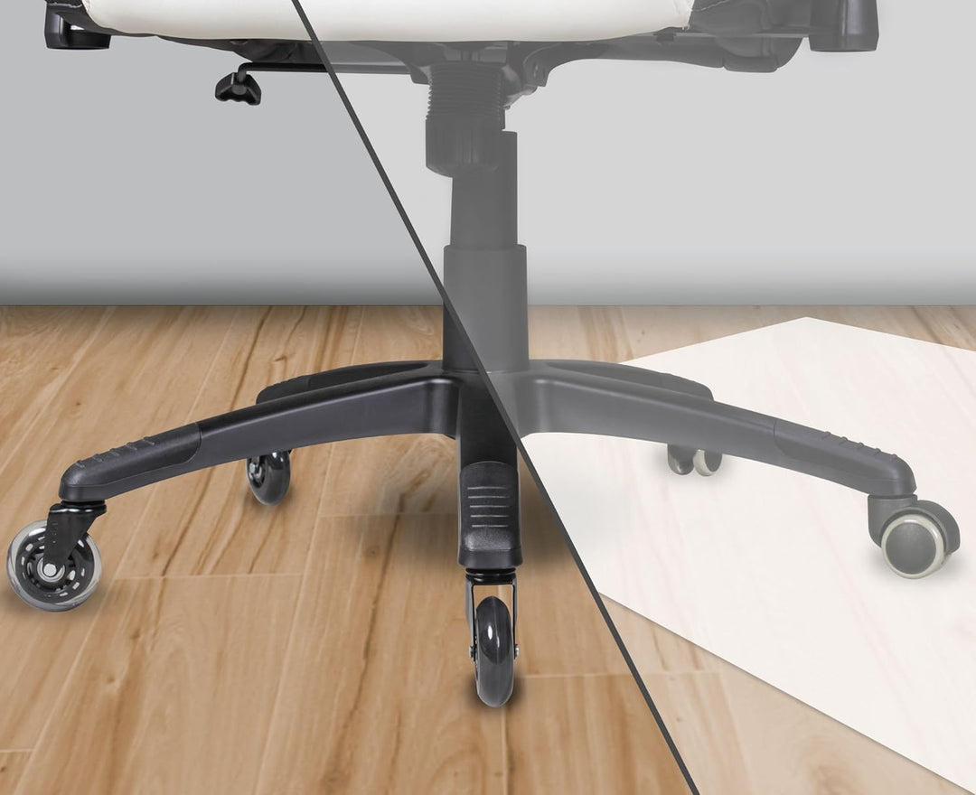 FineBuy 5er-Set Universal Bürostuhlrollen Ø 75mm - Stift 11mm Gummi Rollen Leise | Hartboden Rollen